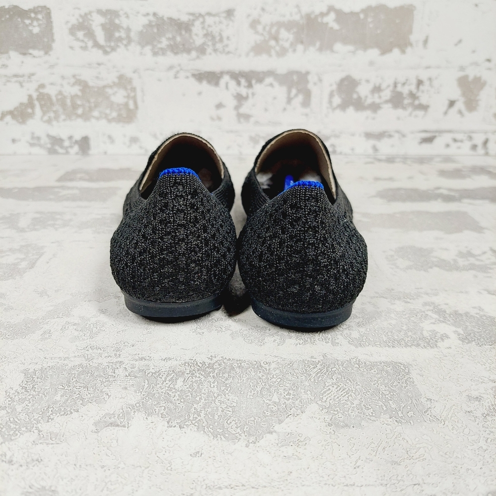 New Rothy's The Flat Black Crochet Round Toe Slip On Loafers F1053 - Picture 2 of 8